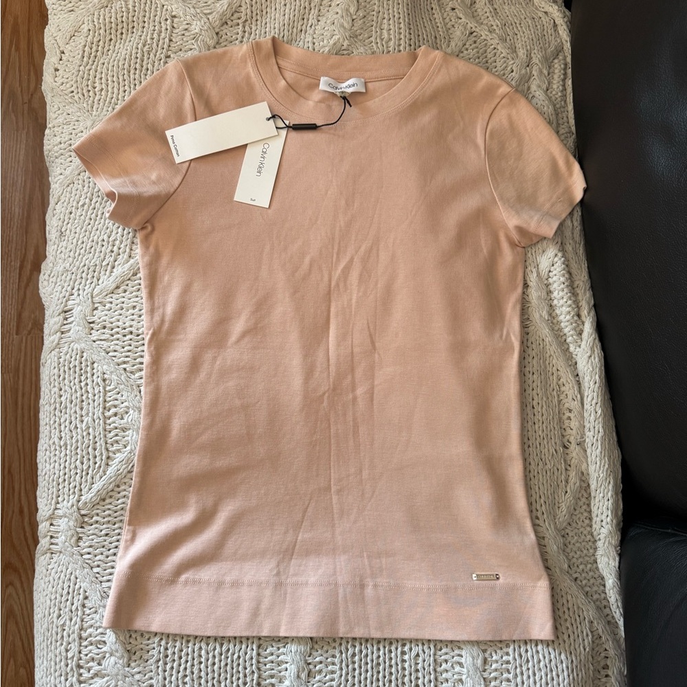Calvin Klein Blush Crewneck Short-Sleeve Knit Top